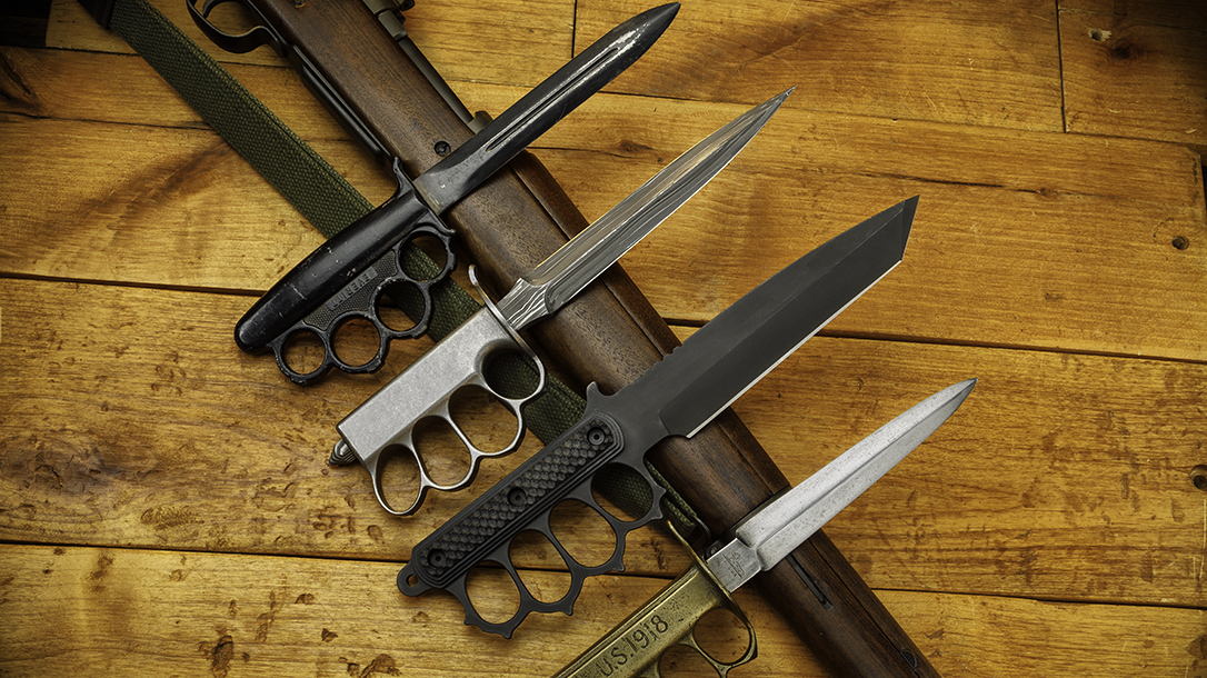 Trench knives displayed.