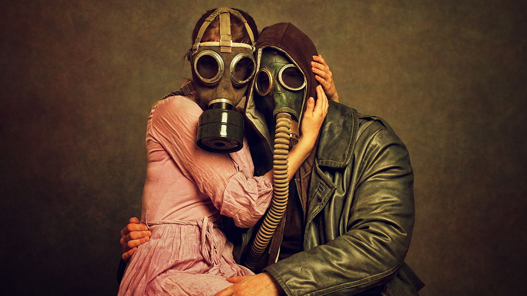 Young couple getting ready for a disaster or apocalypse dinner date!