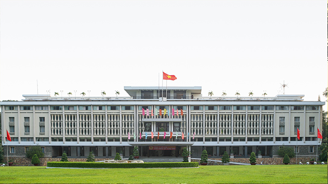 Reunification Palace in all of its glory in southern Vietnam.