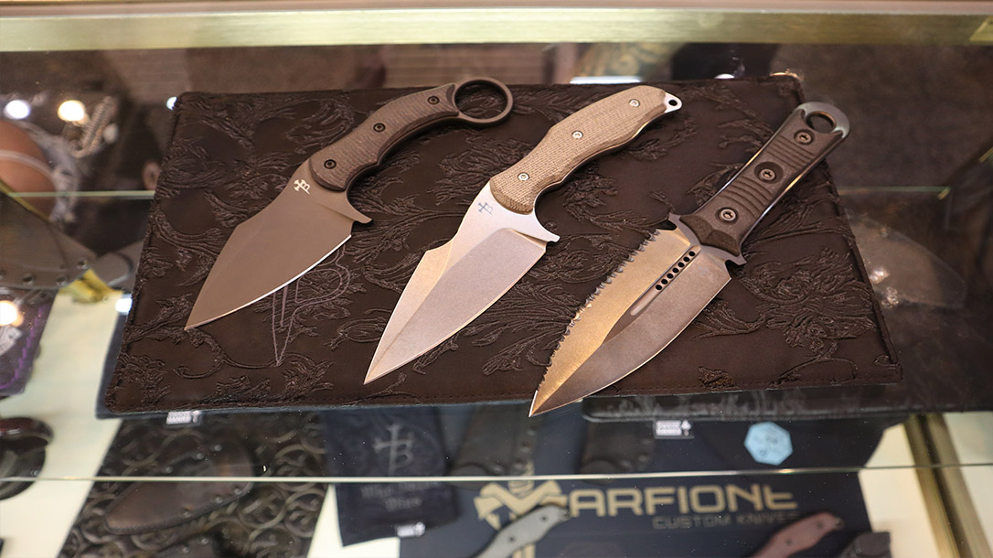 quality blades form Sebastian Borka on display in the Microtechnology boot at Blade Show.