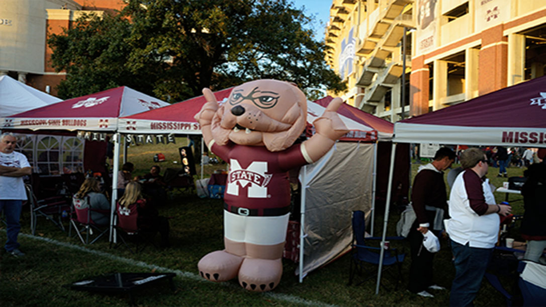 College football mascots are adored by more than just their school students. everybody loves a cute and cuddly bulldog.